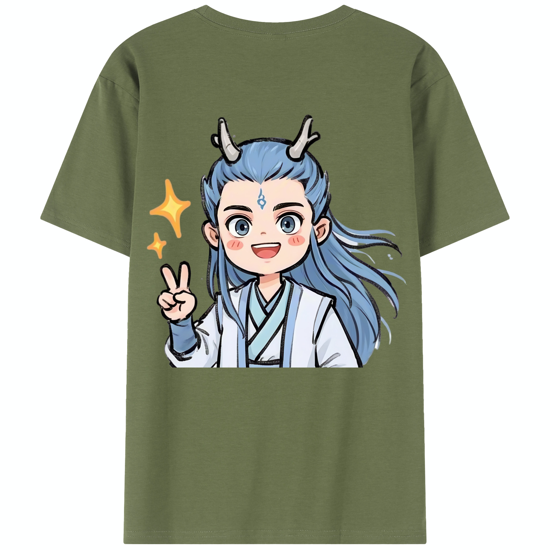 （画像用） Ne Zha 2 ナタ 魔童の大暴れ 綿100％半袖Tシャツ（背面プリント）